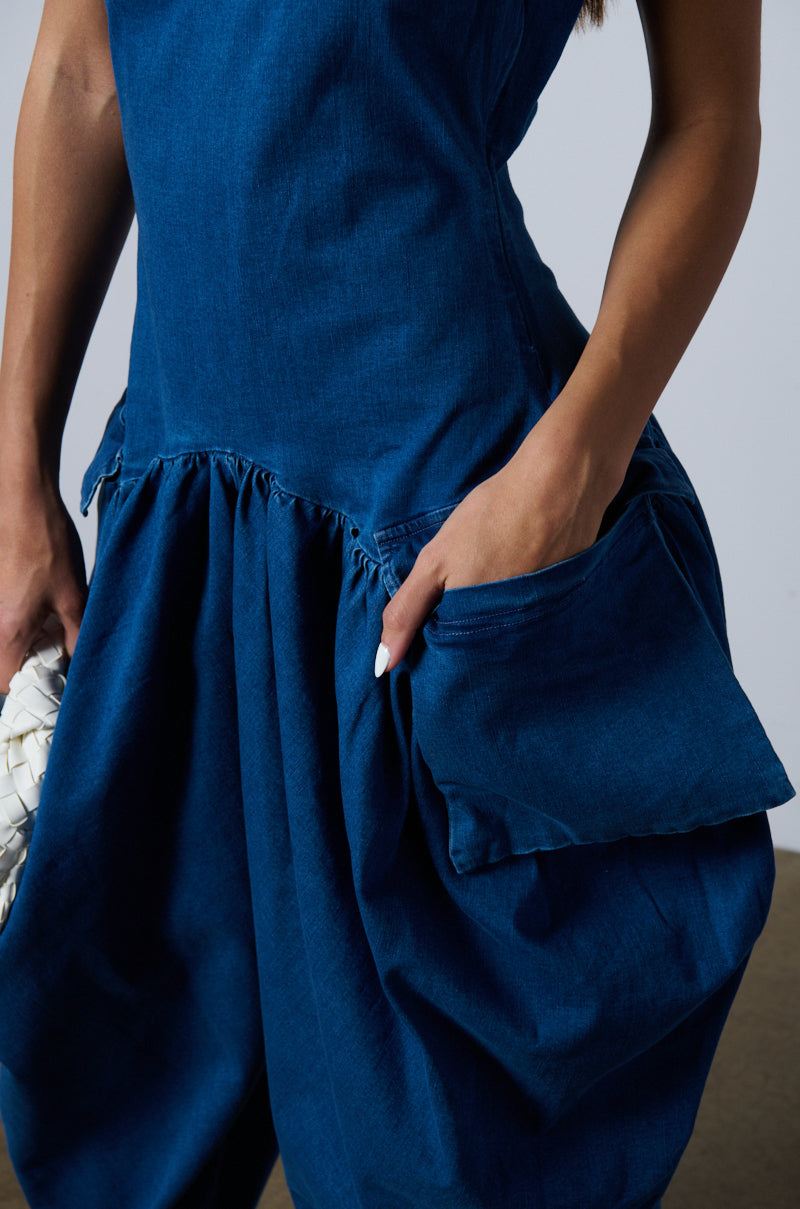 THALIA RELAXED FIT HALTER NECK JUMPSUIT