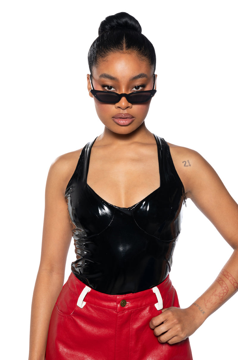 THE BOMBSHELL VINYL BODYSUIT