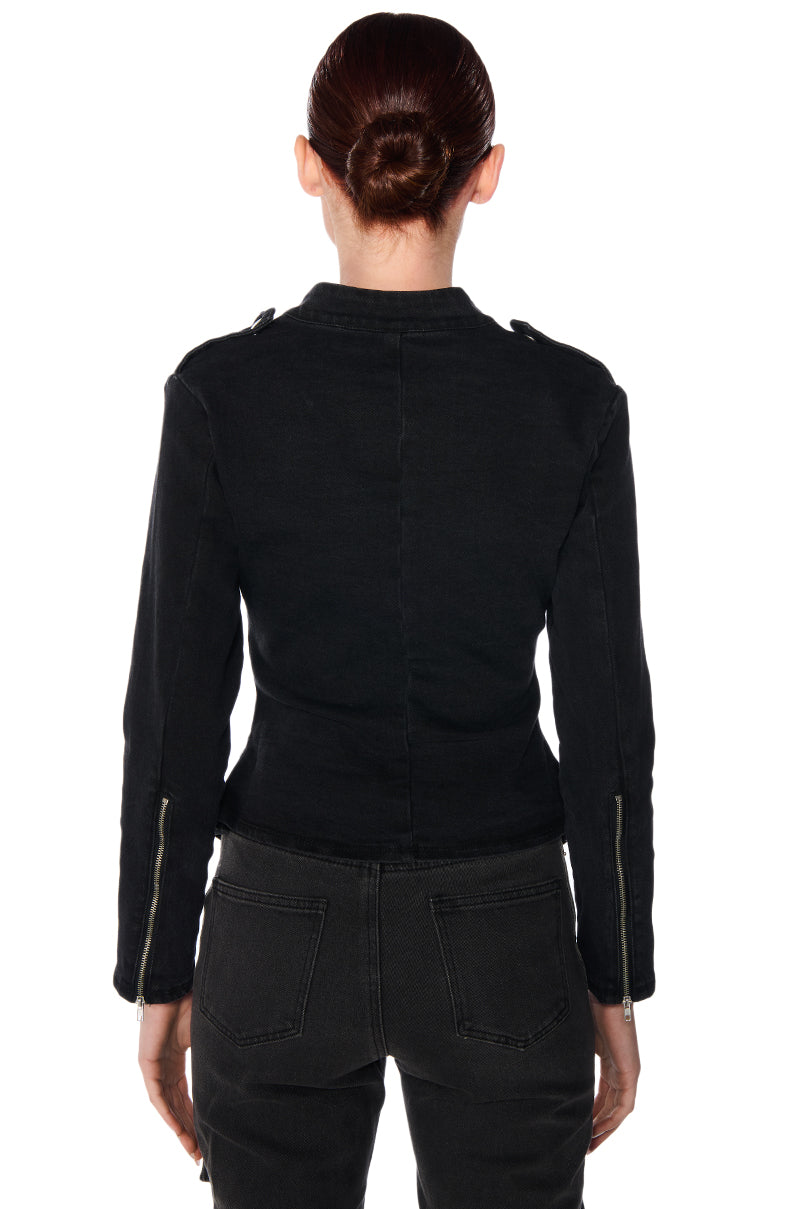 THE LYDIA ZIP UP DENIM JACKET TOP