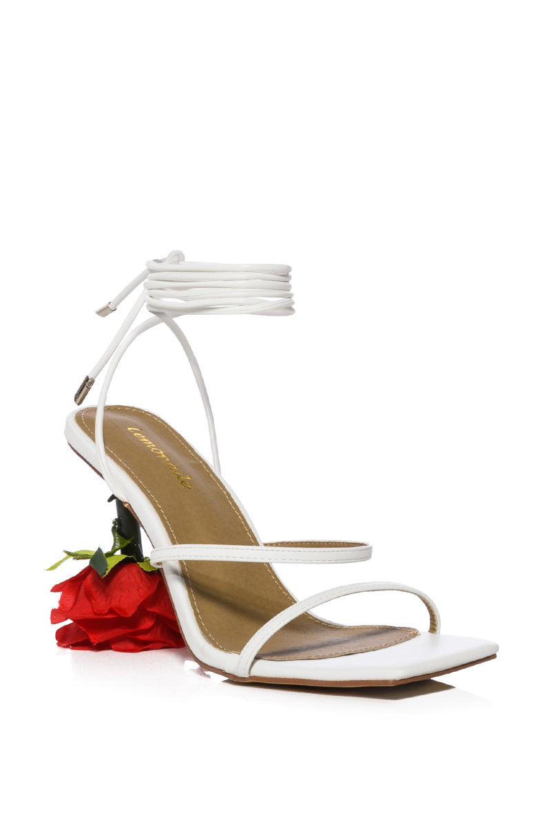 THRONE WHITE ROSE HEEL SANDAL