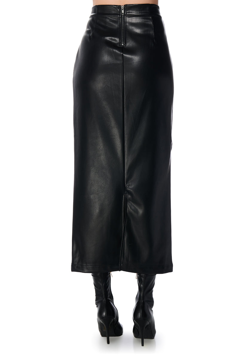 TOP TIER GIRL FAUX LEATHER MAXI SKIRT