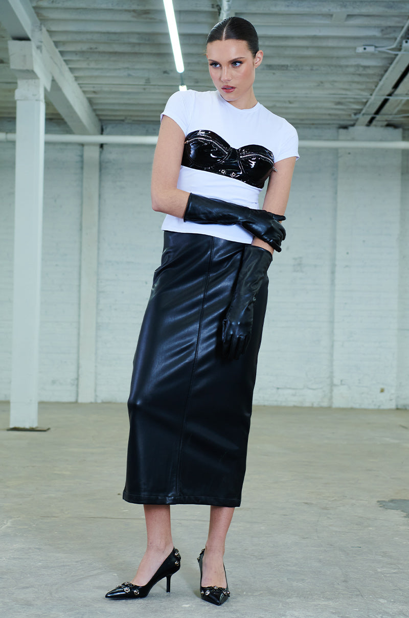 TOP TIER GIRL FAUX LEATHER MAXI SKIRT