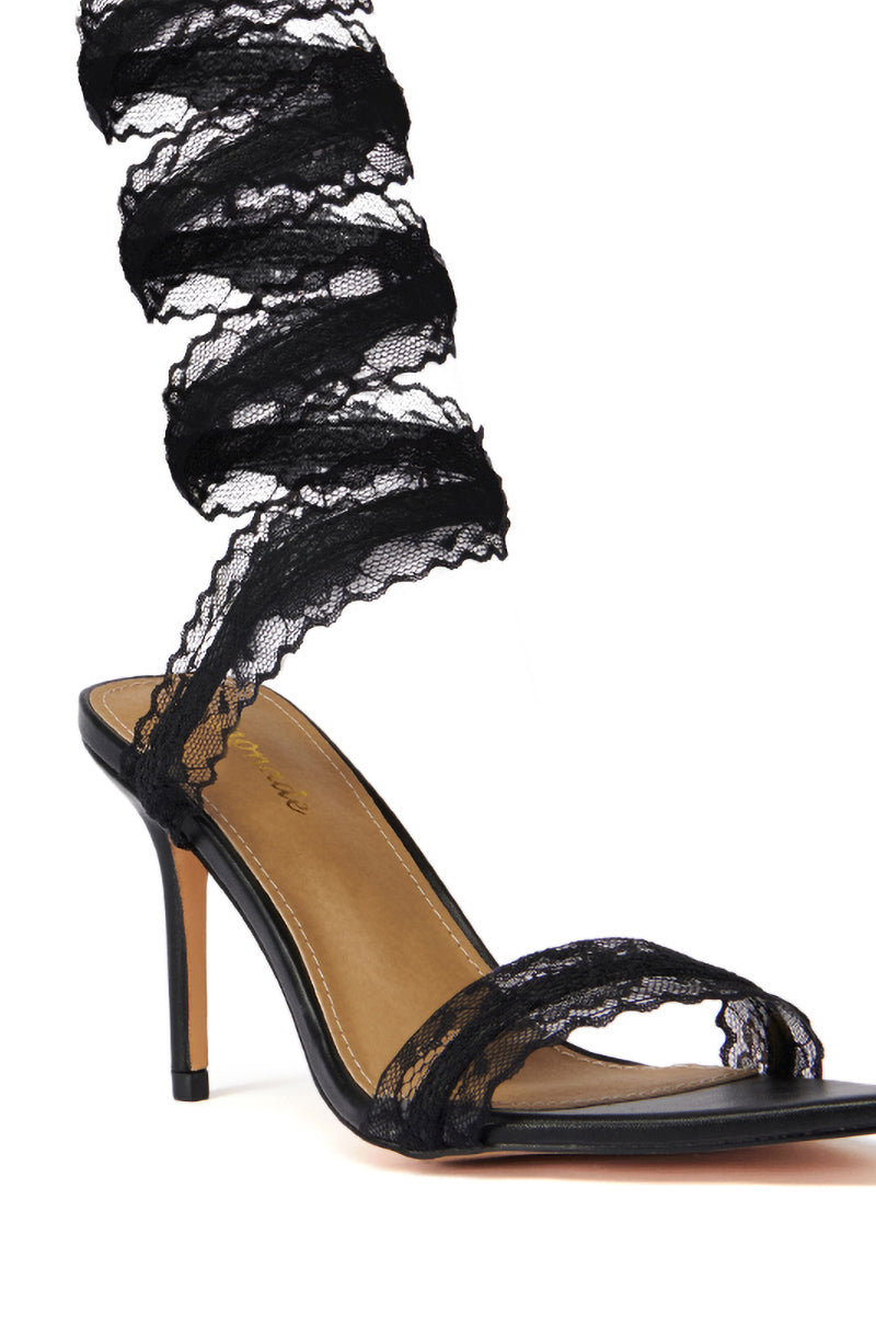 TOUCHY BLACK SPIRAL STILETTO SANDAL