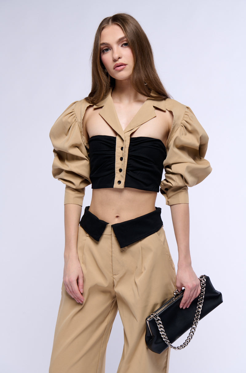 UNDERGROUND BUTTON DOWN CROP BLOUSE