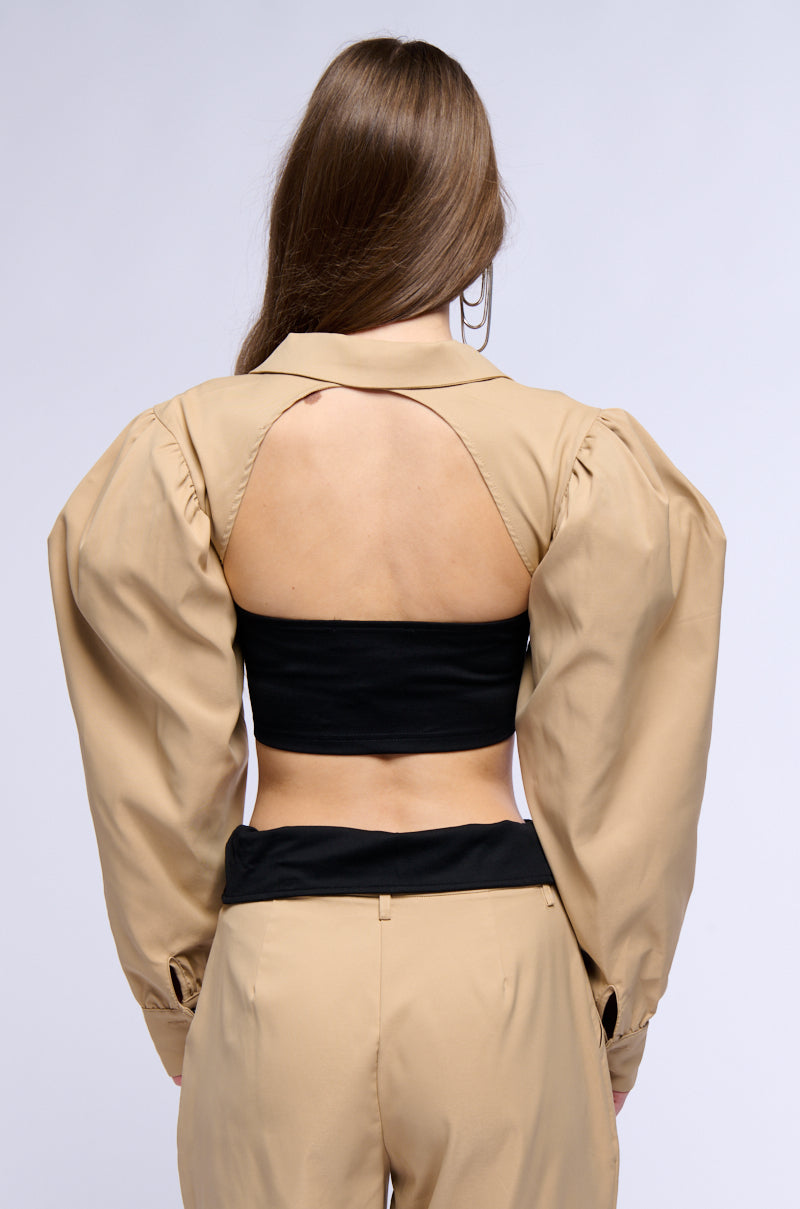 UNDERGROUND BUTTON DOWN CROP BLOUSE