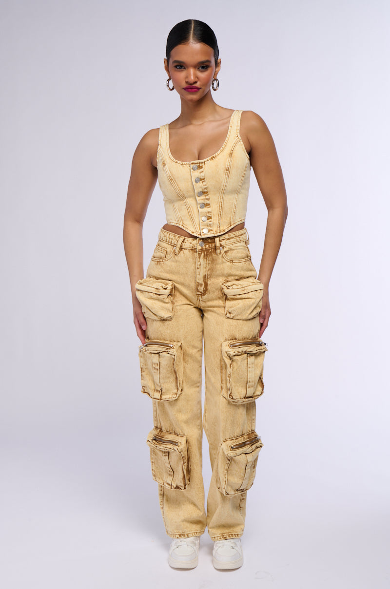 VALERIE MINERAL WASH CARGO PANT