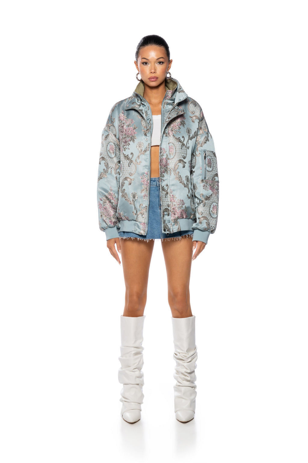 BROCADE OVERSIZE BOMBER JACKET