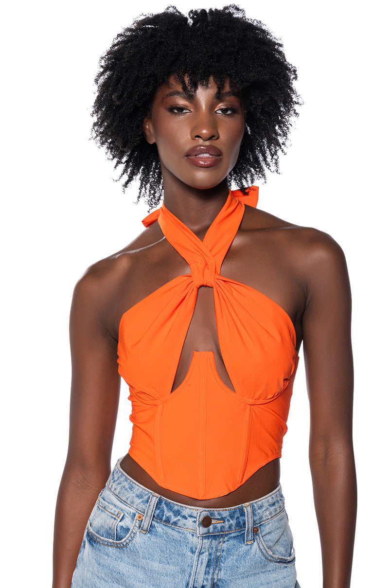 VIOLET GIRL CUT OUT HALTER TOP