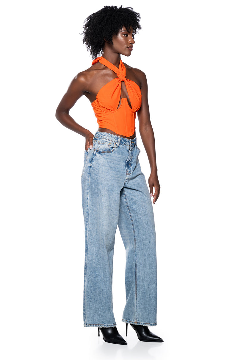 VIOLET GIRL CUT OUT HALTER TOP