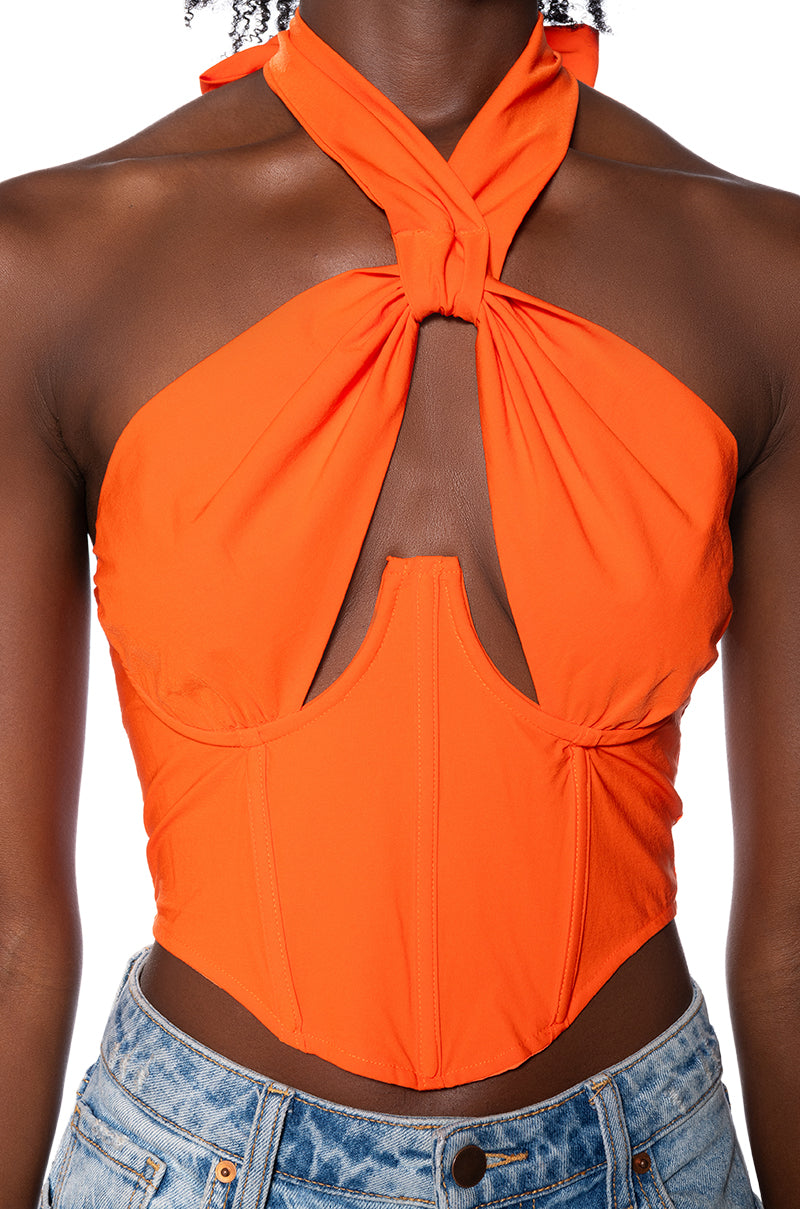 VIOLET GIRL CUT OUT HALTER TOP