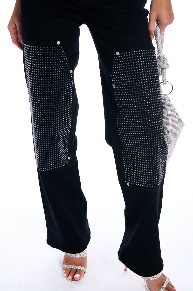 WILLOW RHINESTONE DETAIL WIDE LEG JEAN