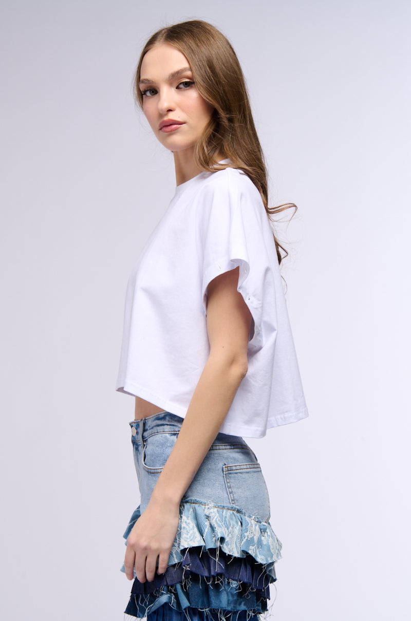 WONDERLAND RUFFLED SLEEVE T SHIRT