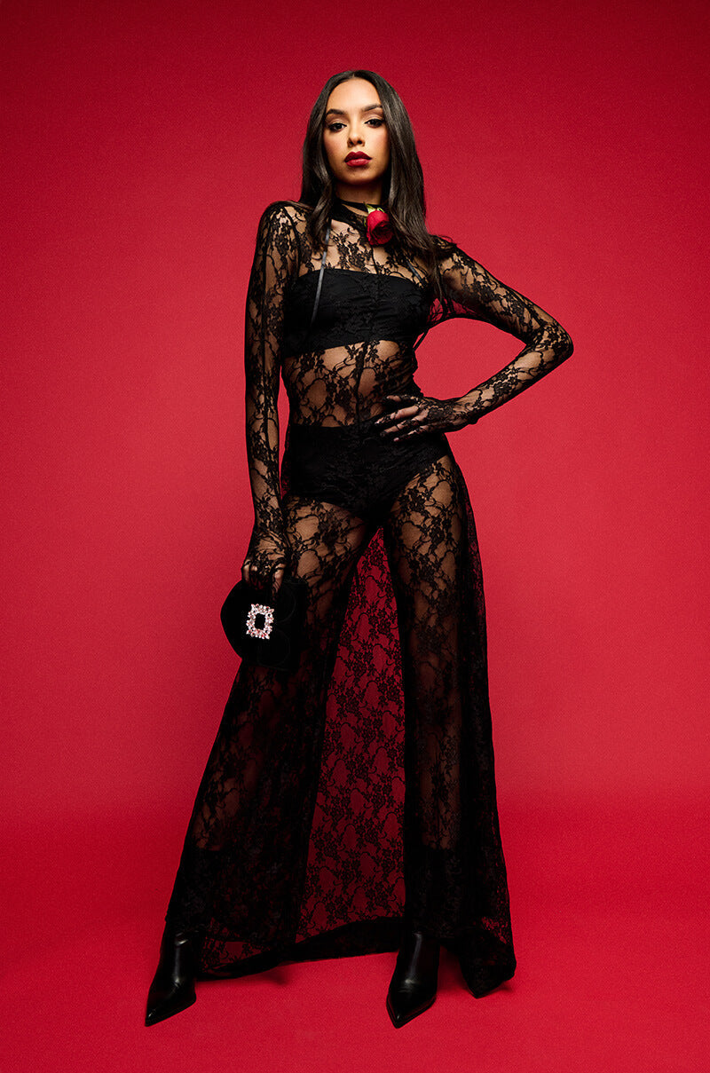 WORK THE ROOM LACE JUMPSUIT