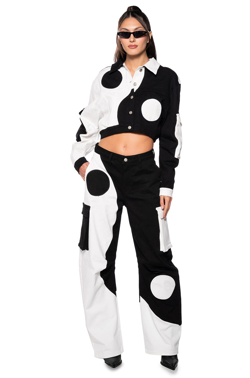 YIN AND YANG CARGO POCKET RELAXED JEANS