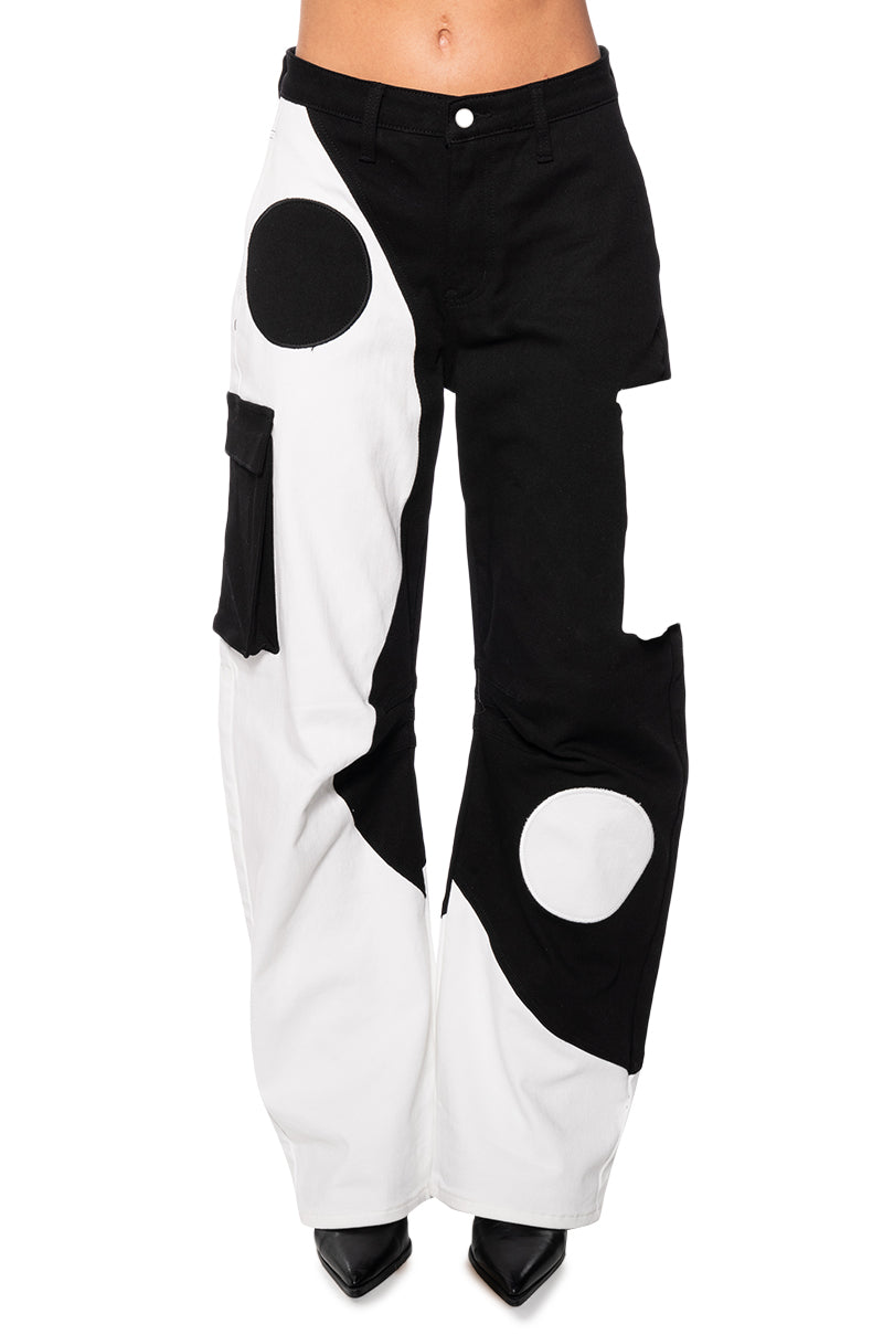 YIN AND YANG CARGO POCKET RELAXED JEANS