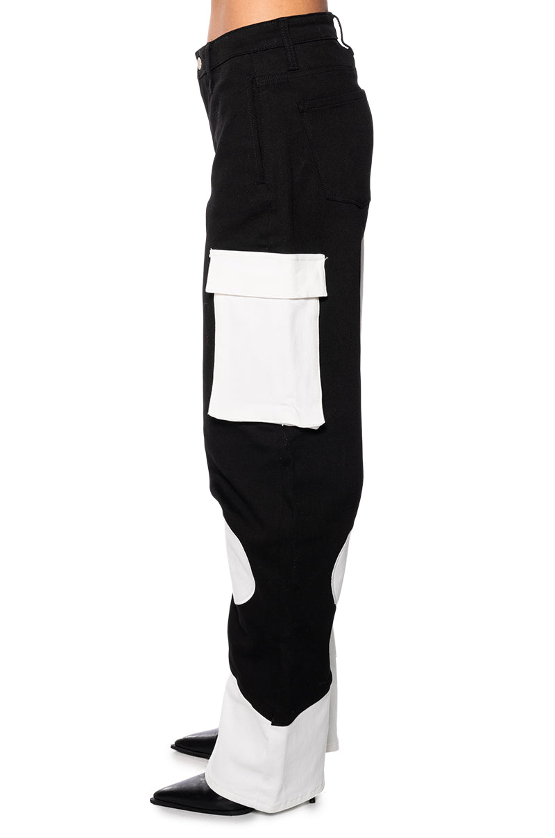 YIN AND YANG CARGO POCKET RELAXED JEANS
