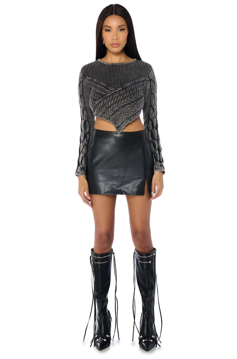 YOURS TONIGHT MINERAL WASH CROPPED SWEATER