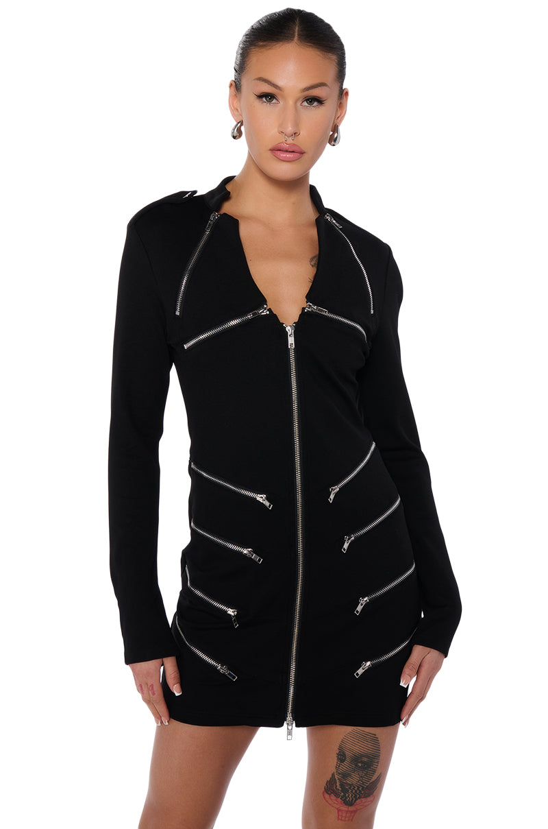 ZIP ME UP KNIT MINI DRESS