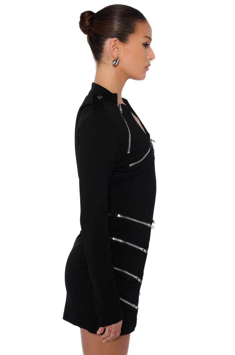 ZIP ME UP KNIT MINI DRESS